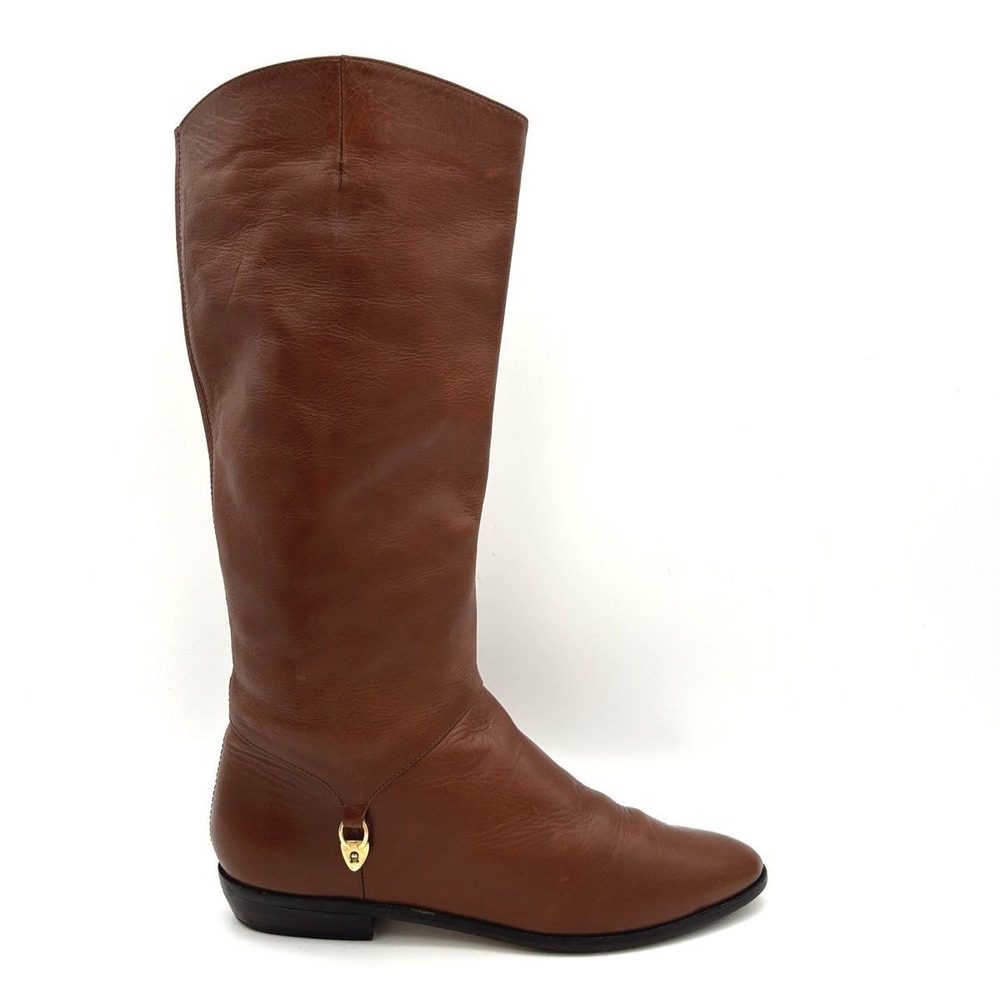 Vintage 90s Etienne Aigner 7774 Brown Leather Knee High Boots Women's Size 8M